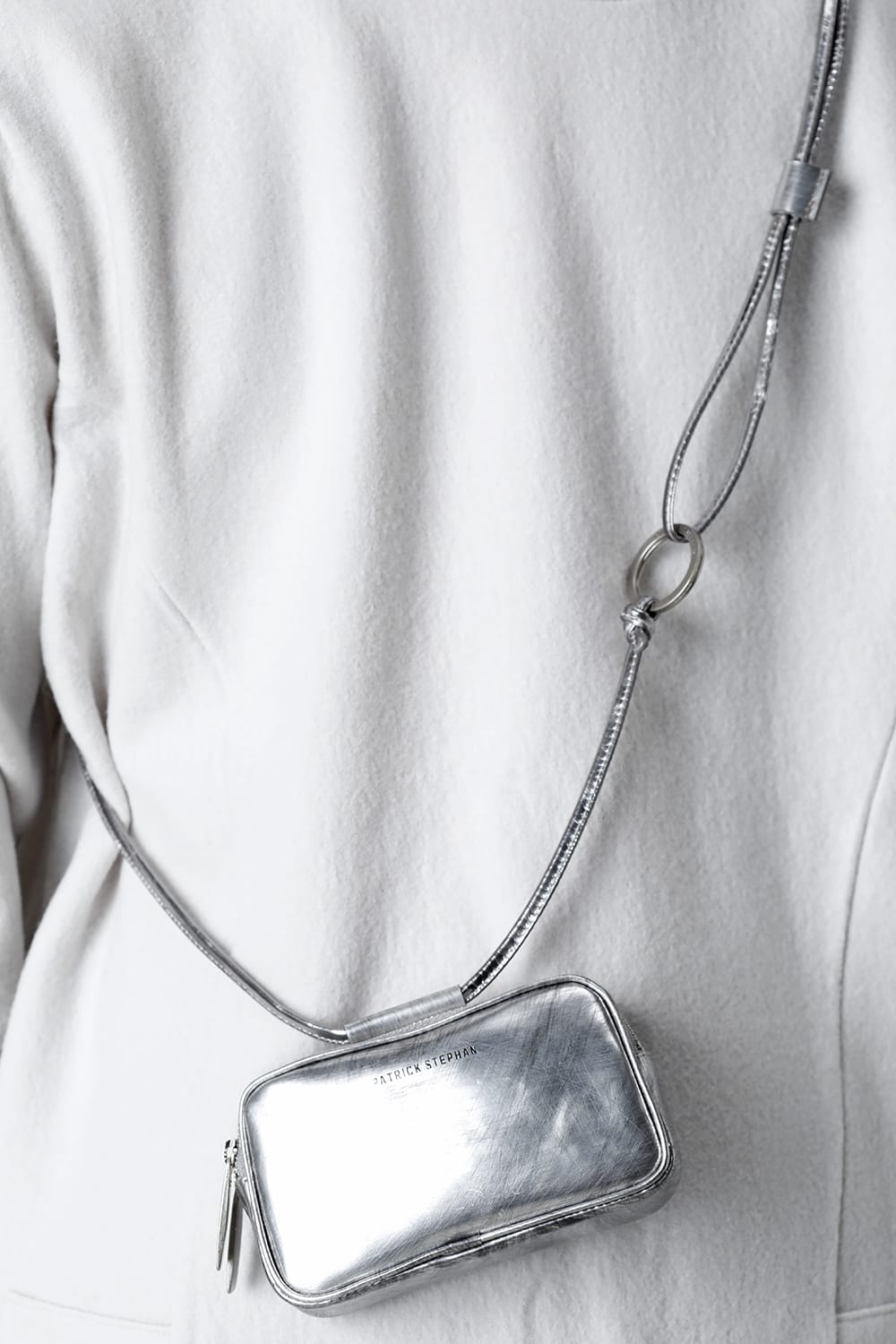 Leather micro shoulder bag 'double zip'-scratch SIL-Free