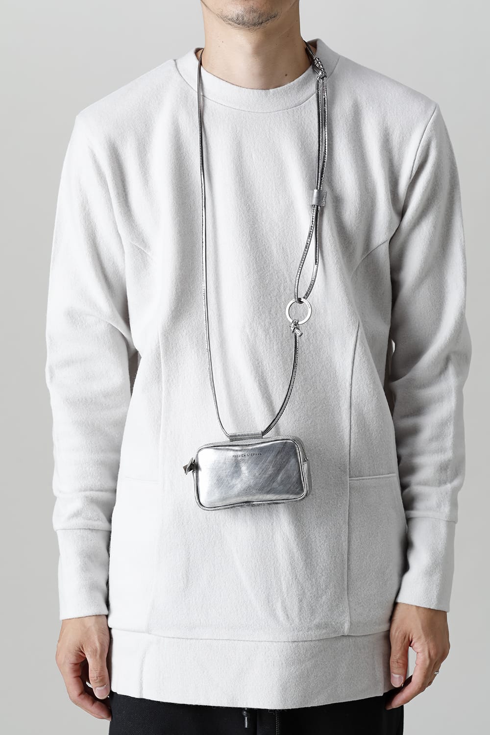 Leather micro shoulder bag 'double zip'-scratch SIL-Free