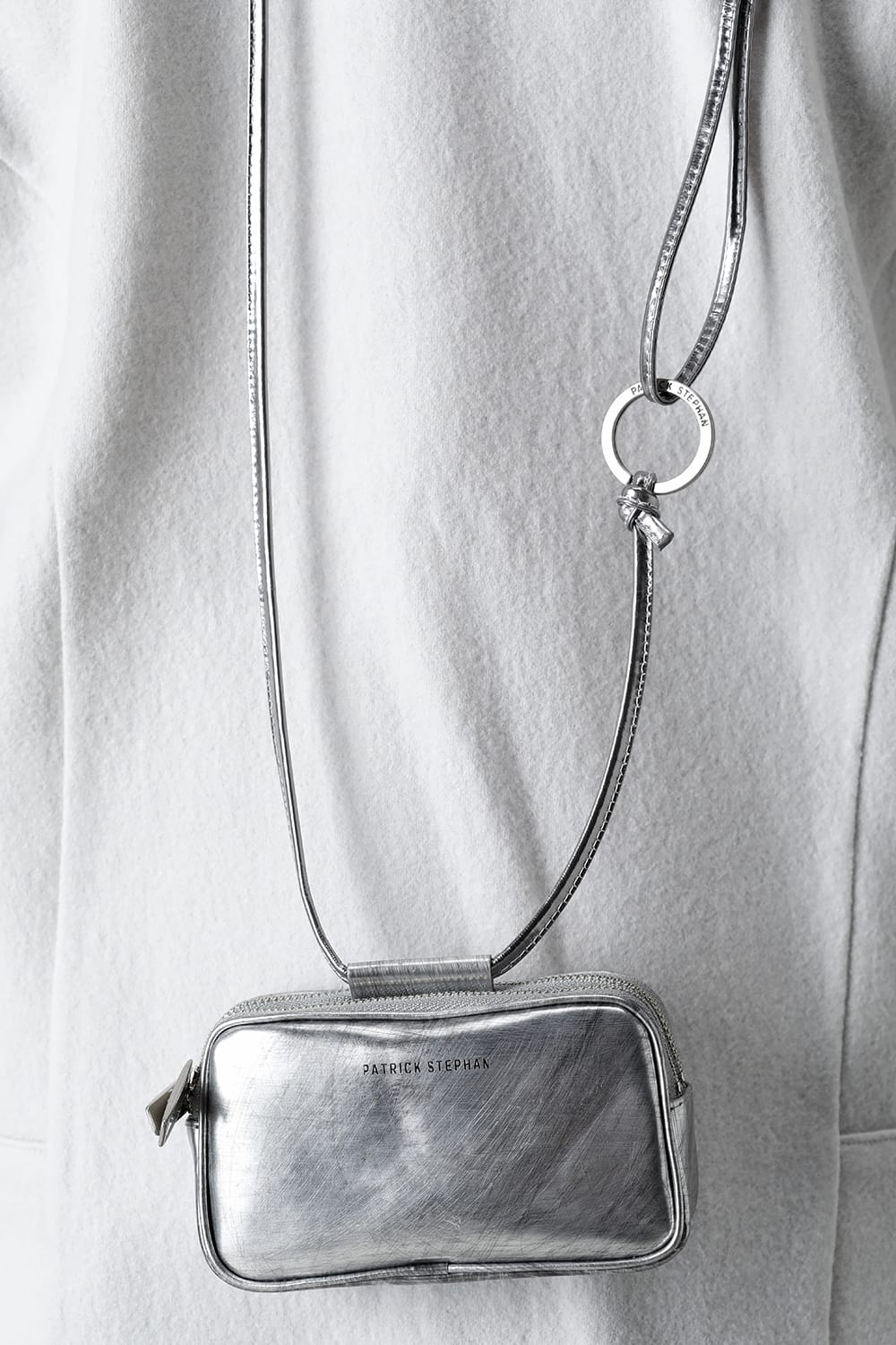 Leather micro shoulder bag 'double zip'-scratch SIL-Free