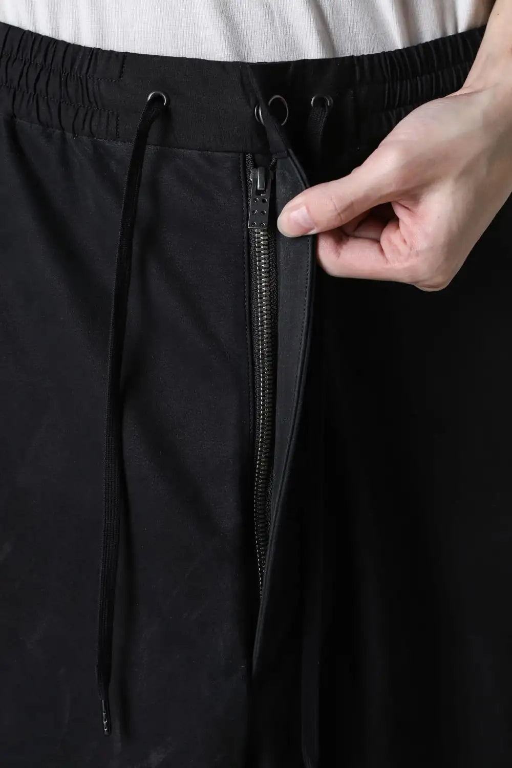 Relaxed pants soft nubuck cow leather Black