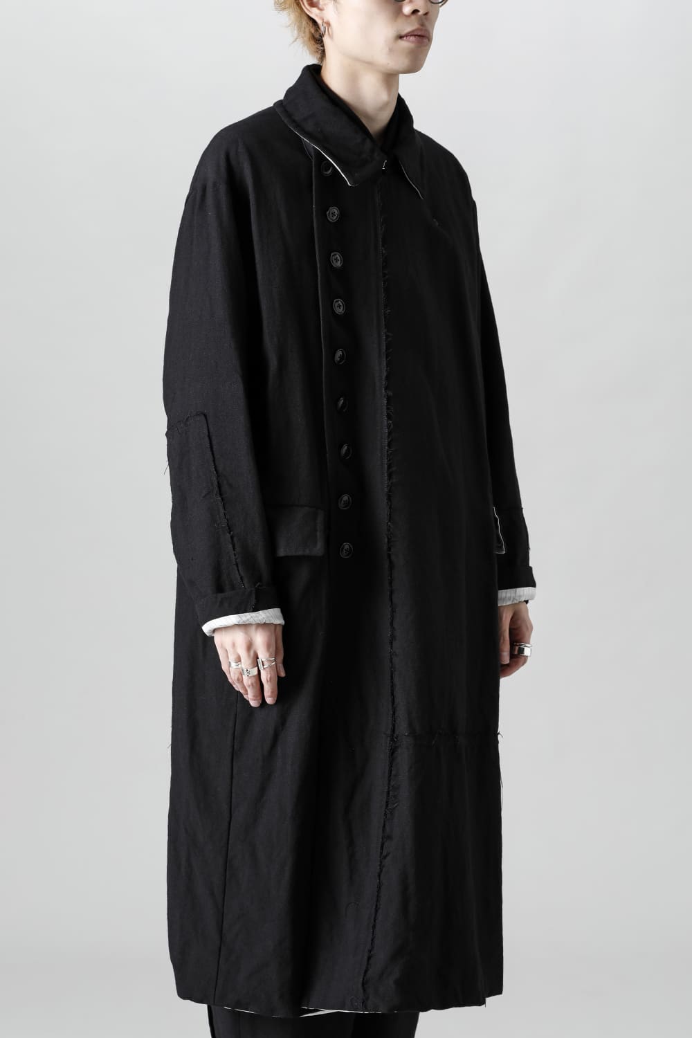 HM-C Wool Linen Double Breasted Coat