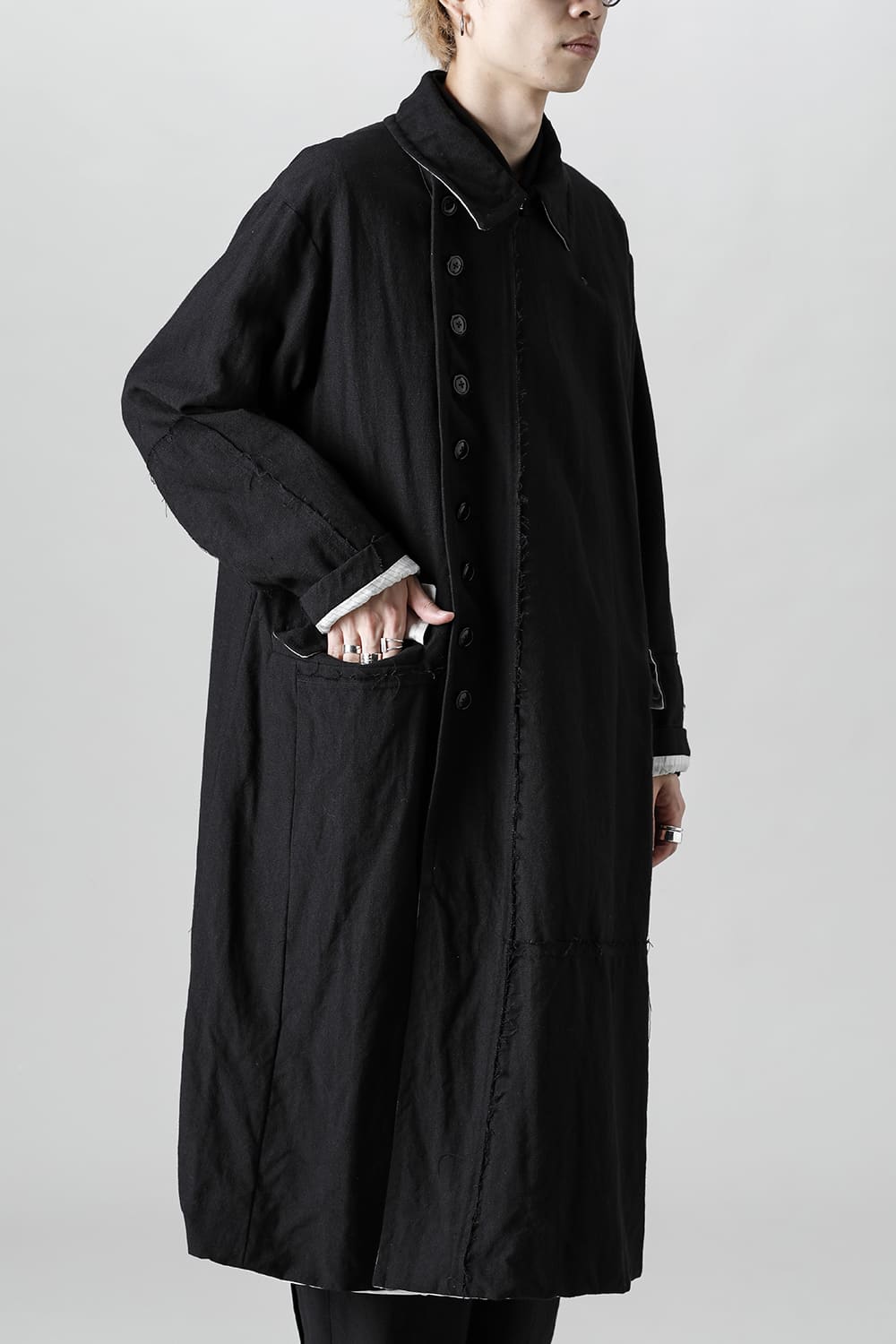 HM-C Wool Linen Double Breasted Coat