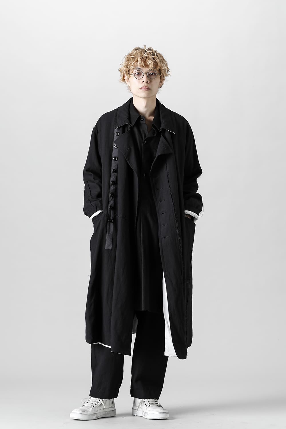 HM-C Wool Linen Double Breasted Coat