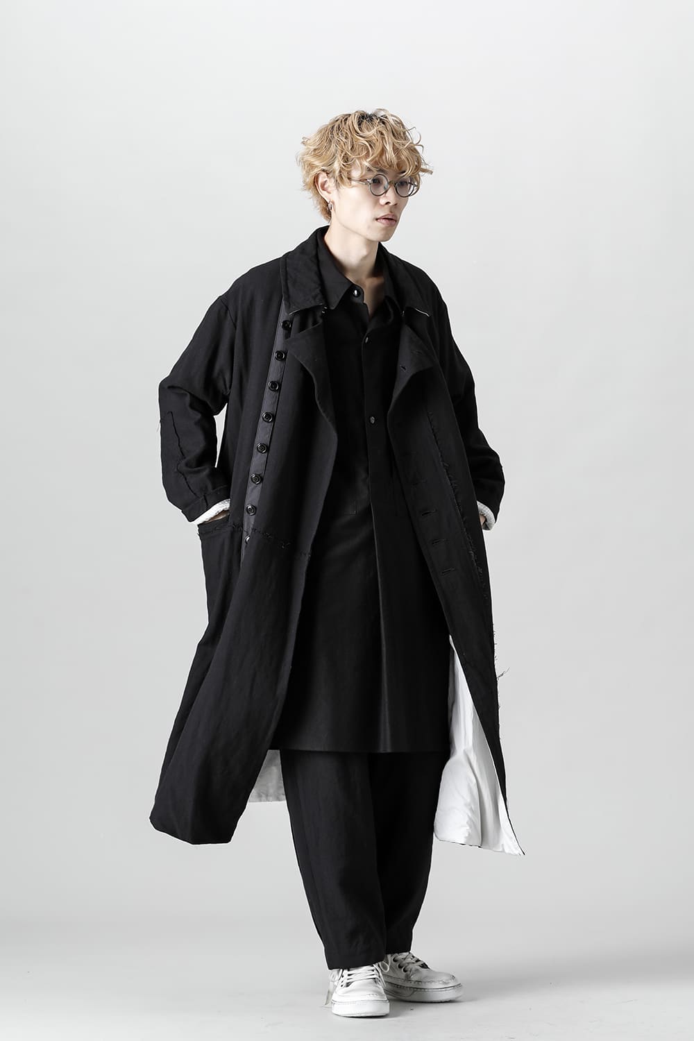 HM-C Wool Linen Double Breasted Coat