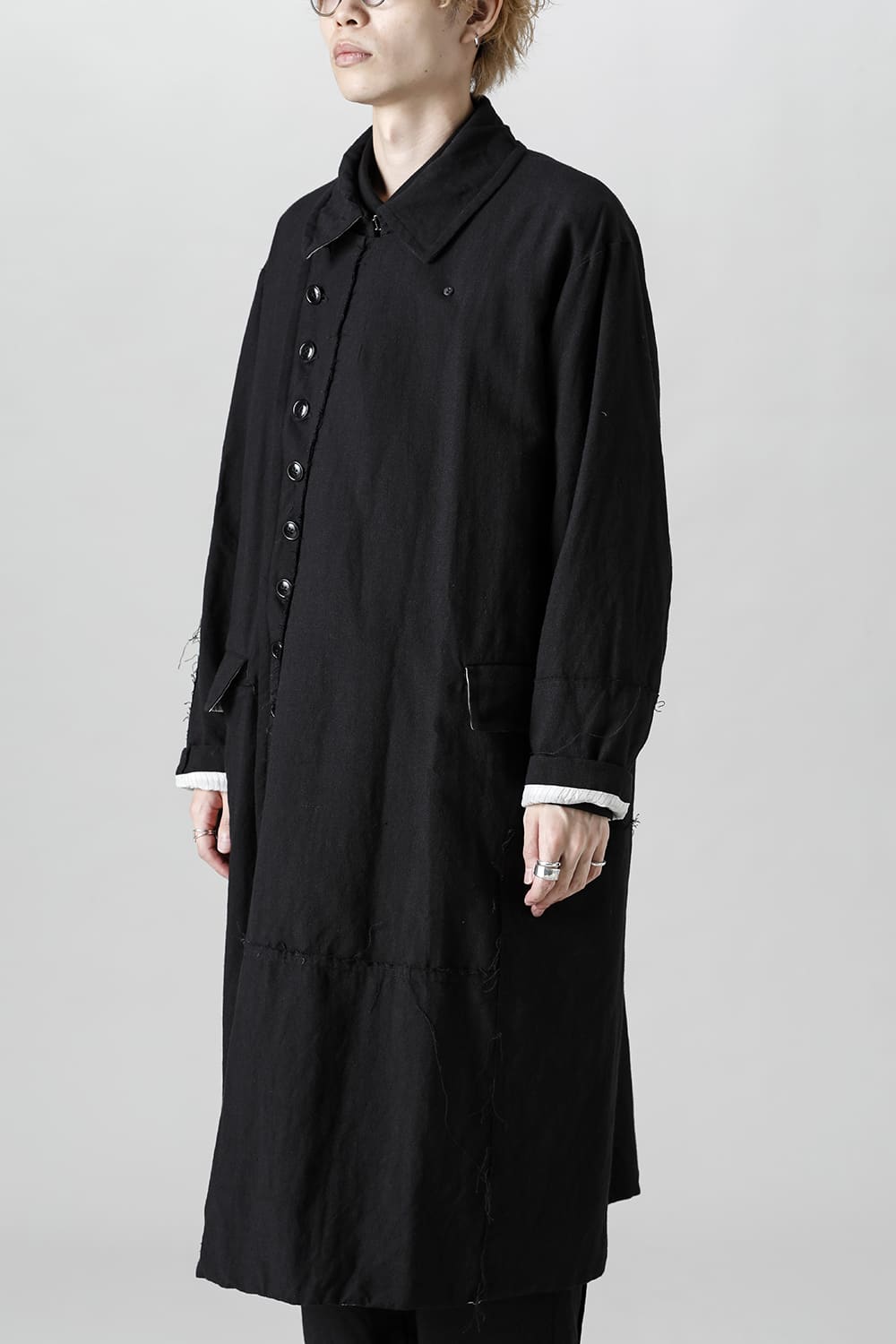 HM-C Wool Linen Double Breasted Coat