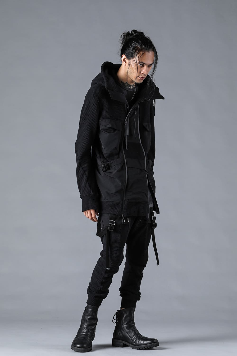 Honeycomb Cotton Jersey Suspender Drop-Crotch Jogger Pants