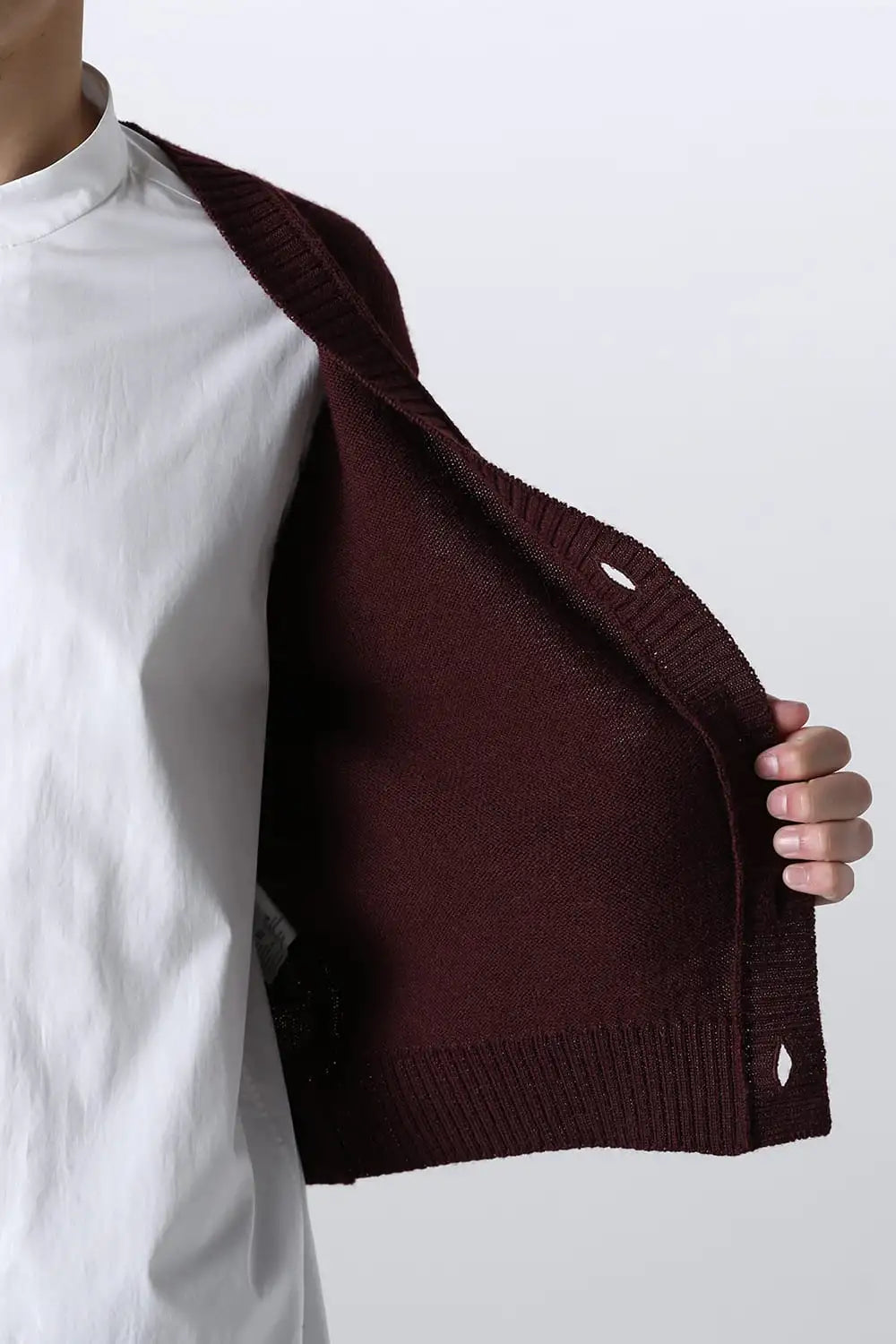 shetland wool cropped cardigan Bordeaux