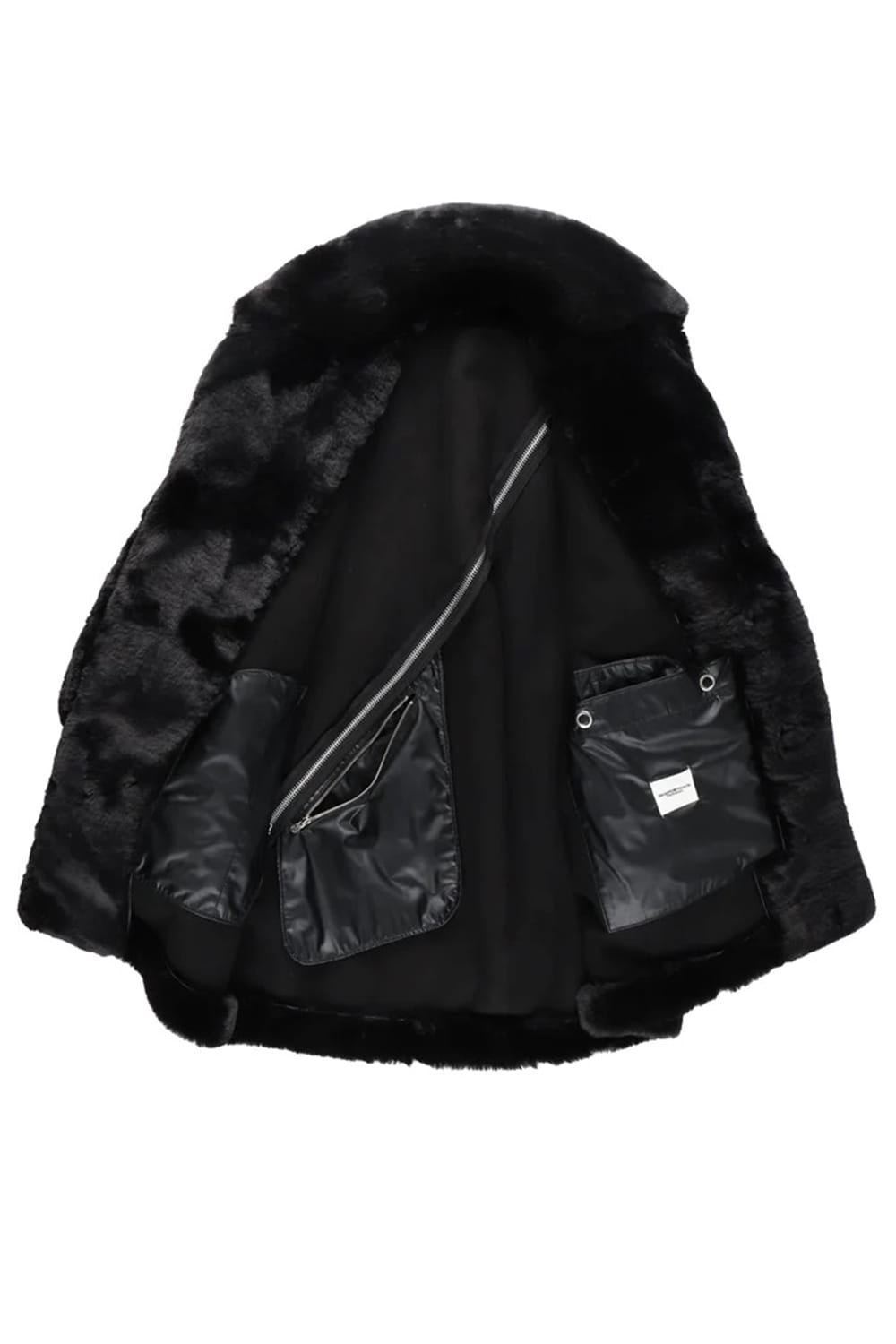 double zip balloon shaped faux fur coat