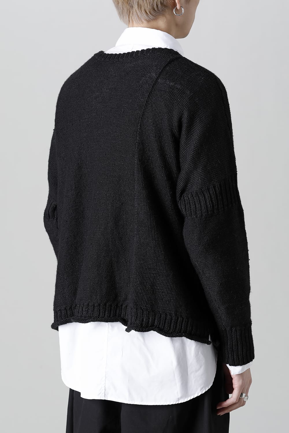 Attached  loose linen Pull-Over Knit