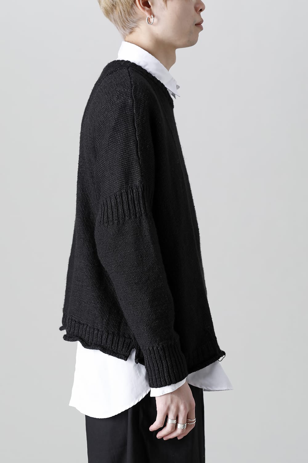 Attached  loose linen Pull-Over Knit