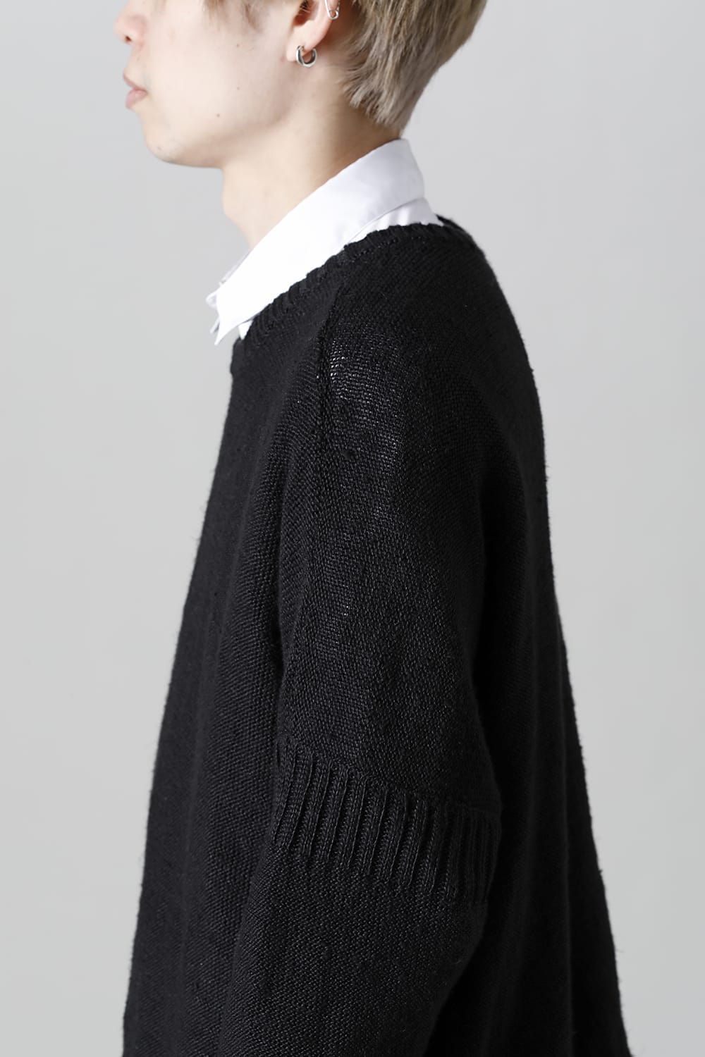 Attached  loose linen Pull-Over Knit