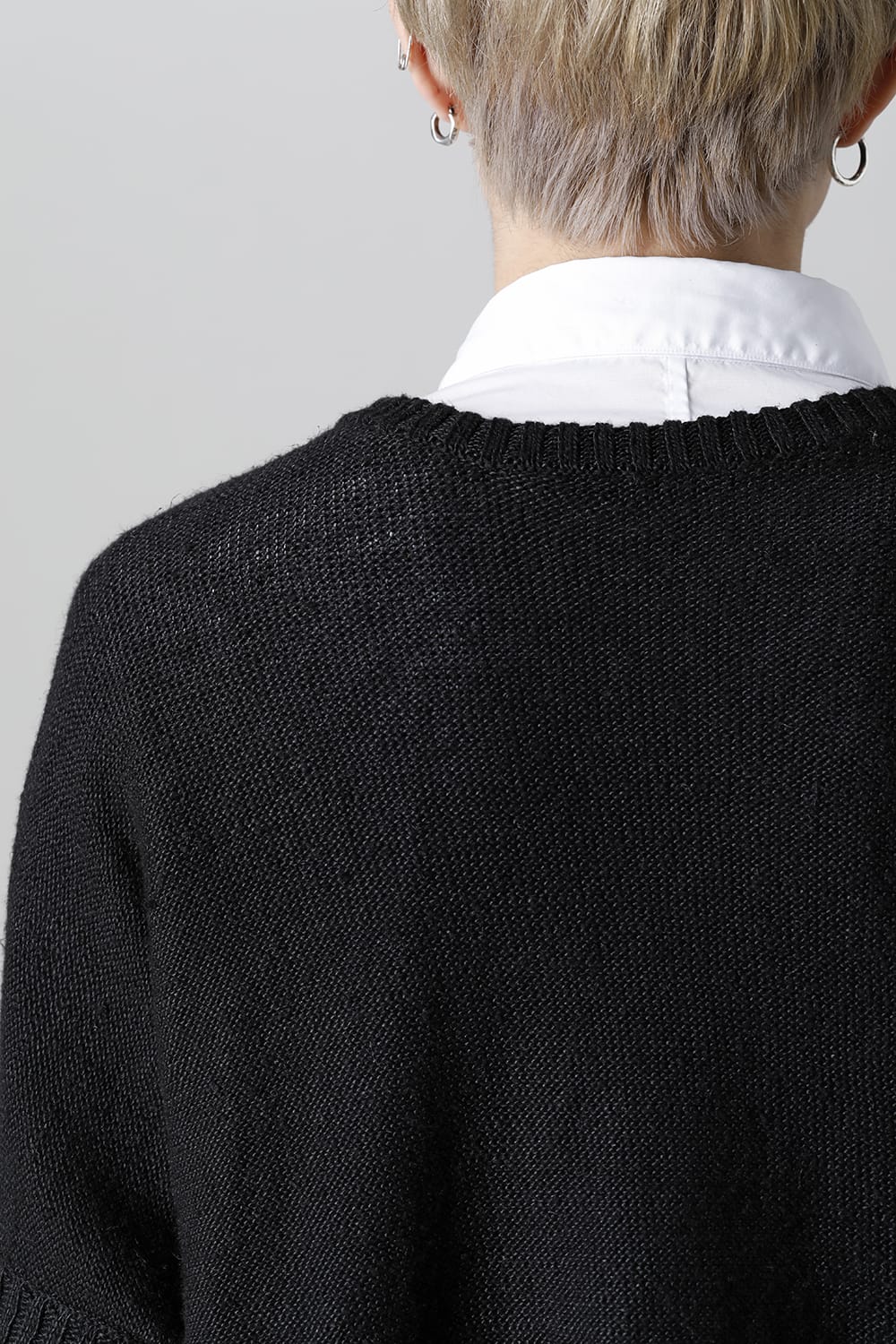 Attached  loose linen Pull-Over Knit