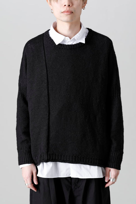 Attached  loose linen Pull-Over Knit