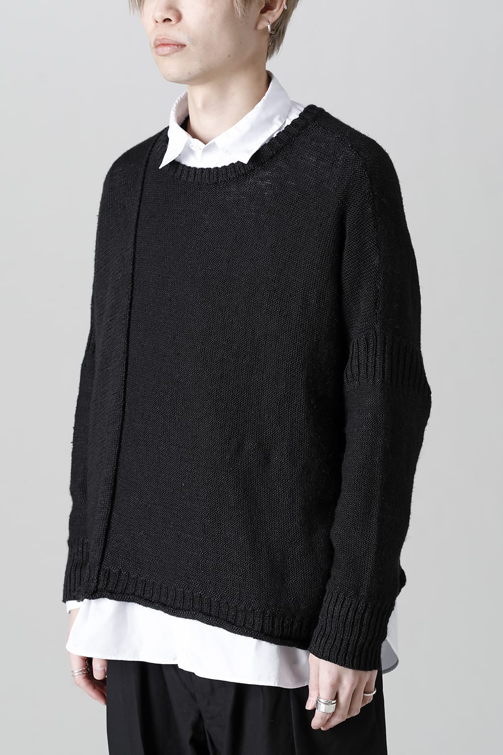 Attached  loose linen Pull-Over Knit