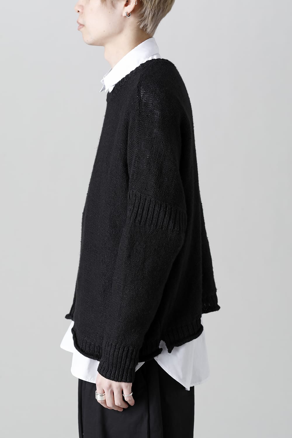 Attached  loose linen Pull-Over Knit