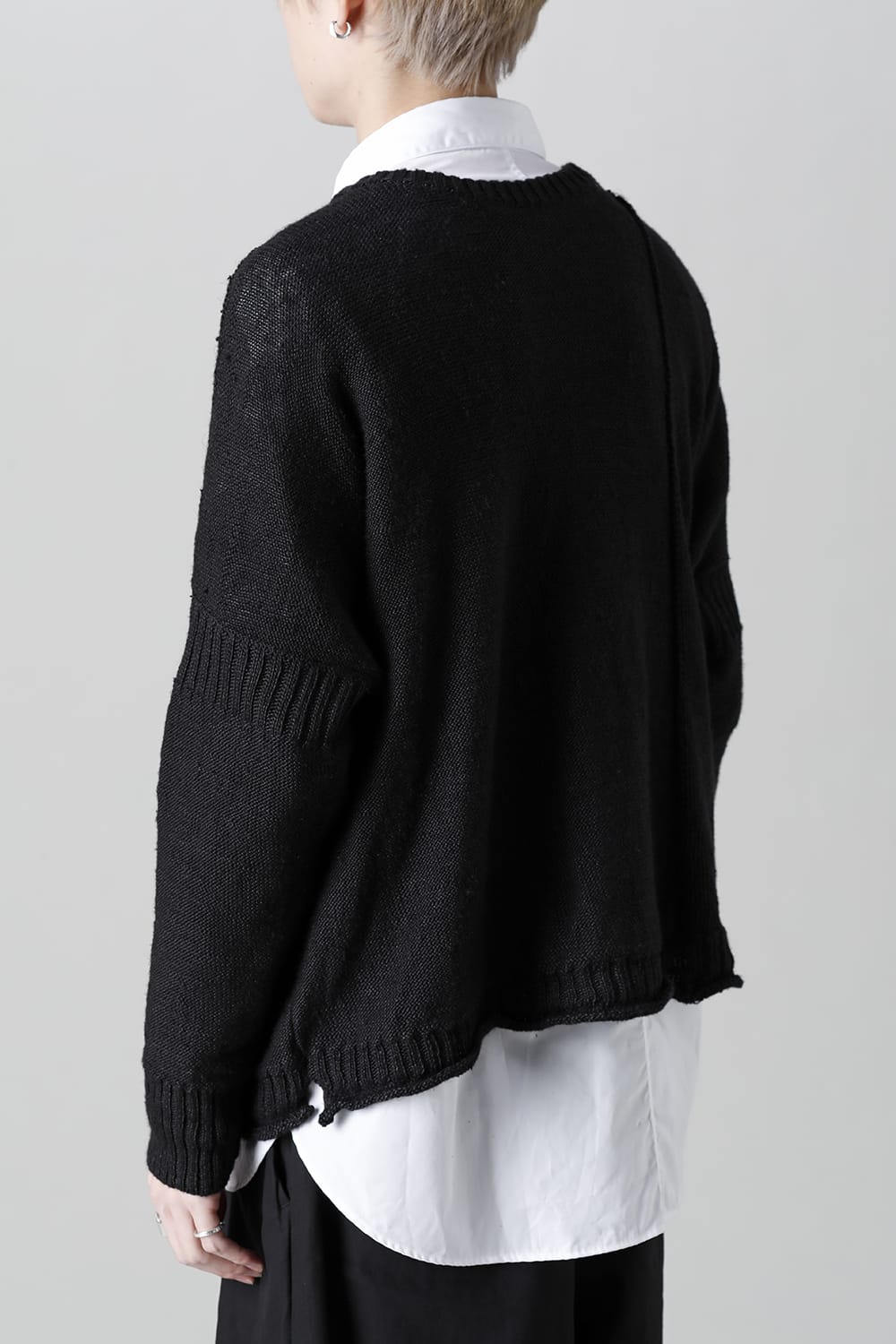 Attached  loose linen Pull-Over Knit