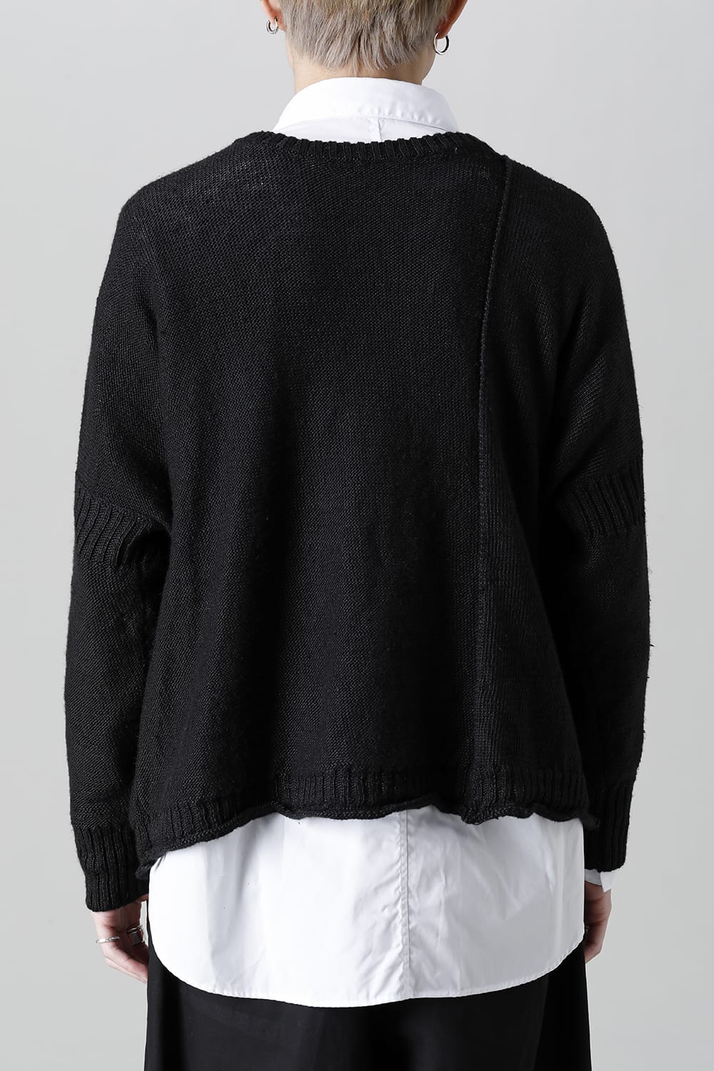 Attached  loose linen Pull-Over Knit