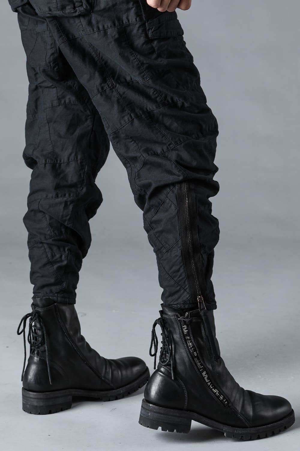 Patchwork Zip Adjustable Tapered Cropped Pants