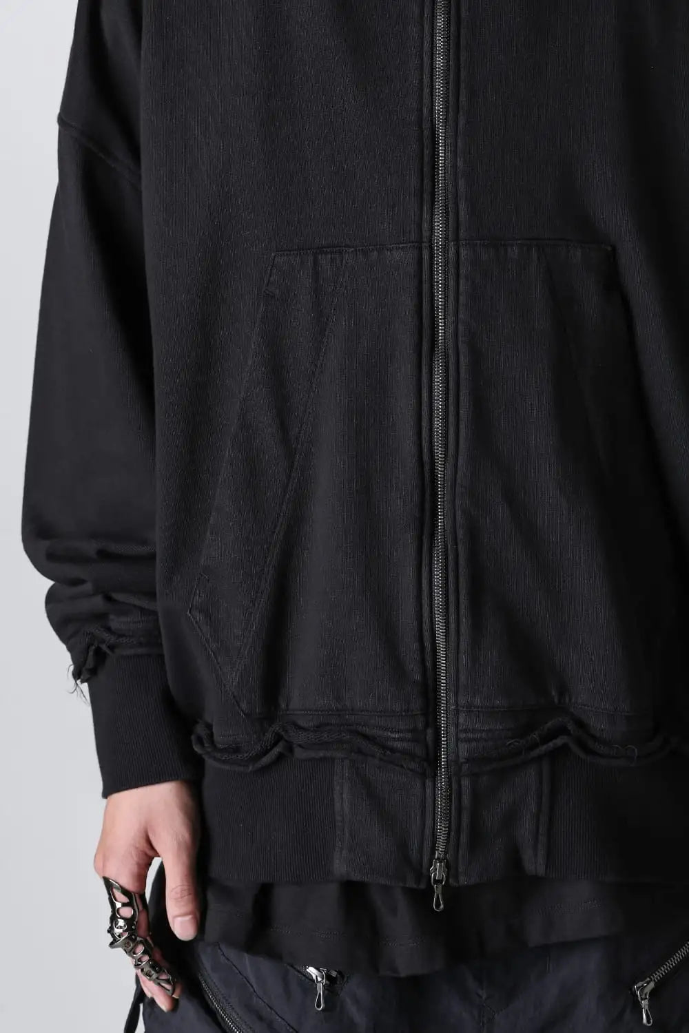 Cotton Sweat Zip Up Hoodie Black