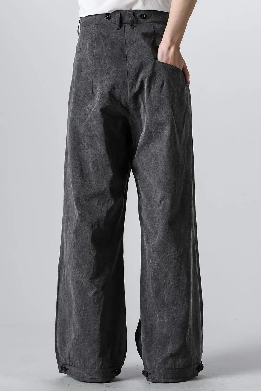 Side Tucked Wide Straight Trousers Sumi Black