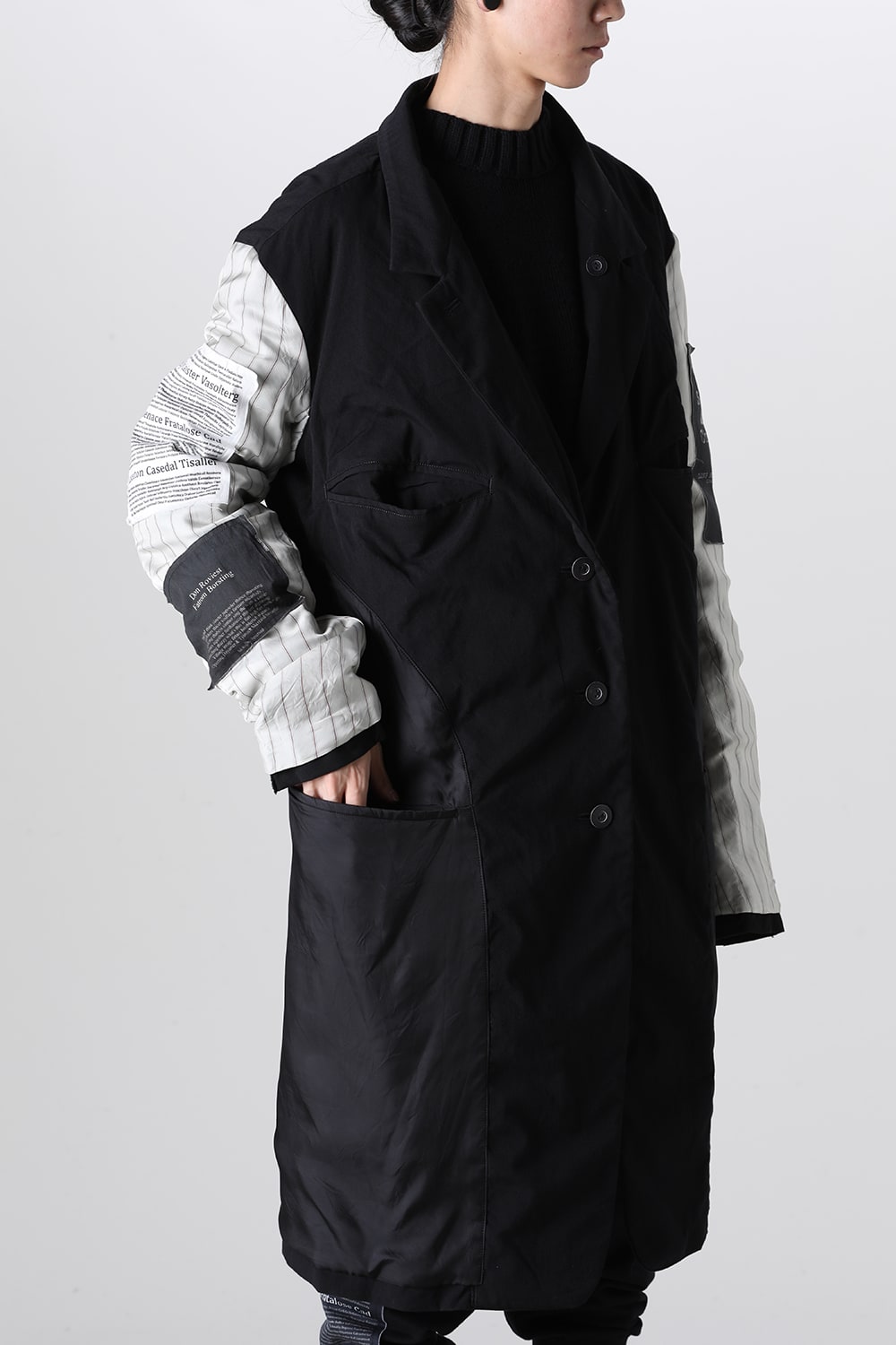 Oversized Long Jacket w/Printed Patches