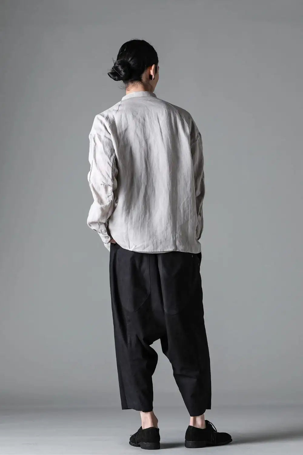 Relaxed pants soft nubuck cow leather Black