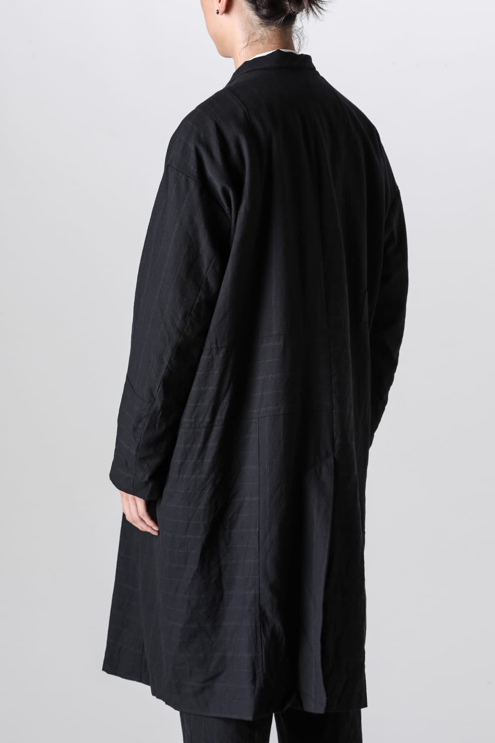 Patch Worked Relax Fit Coat Stripe Serge Wool FIGS