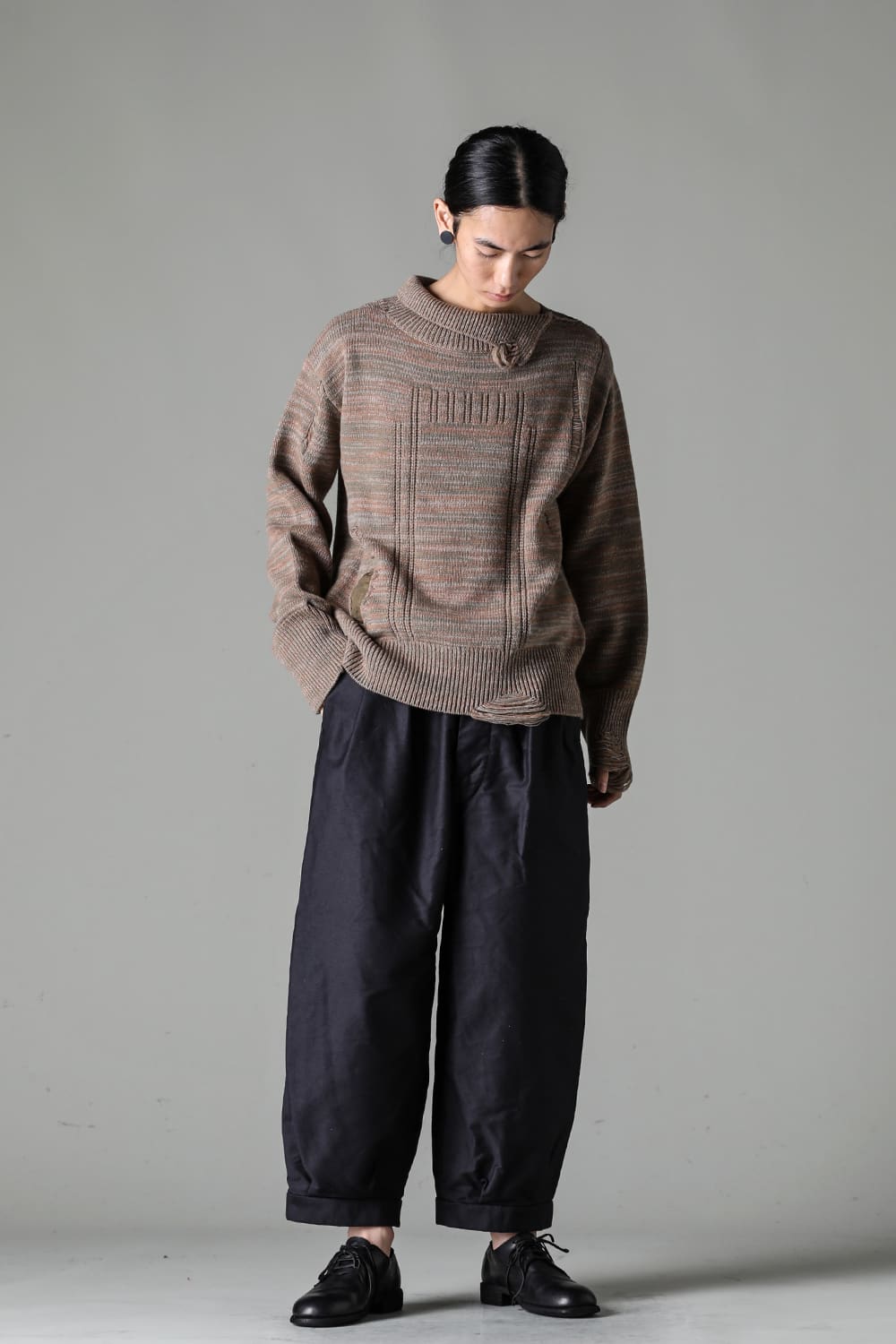 Tech Destroyed Turtle Neck Knit CAVE-BORO Moss