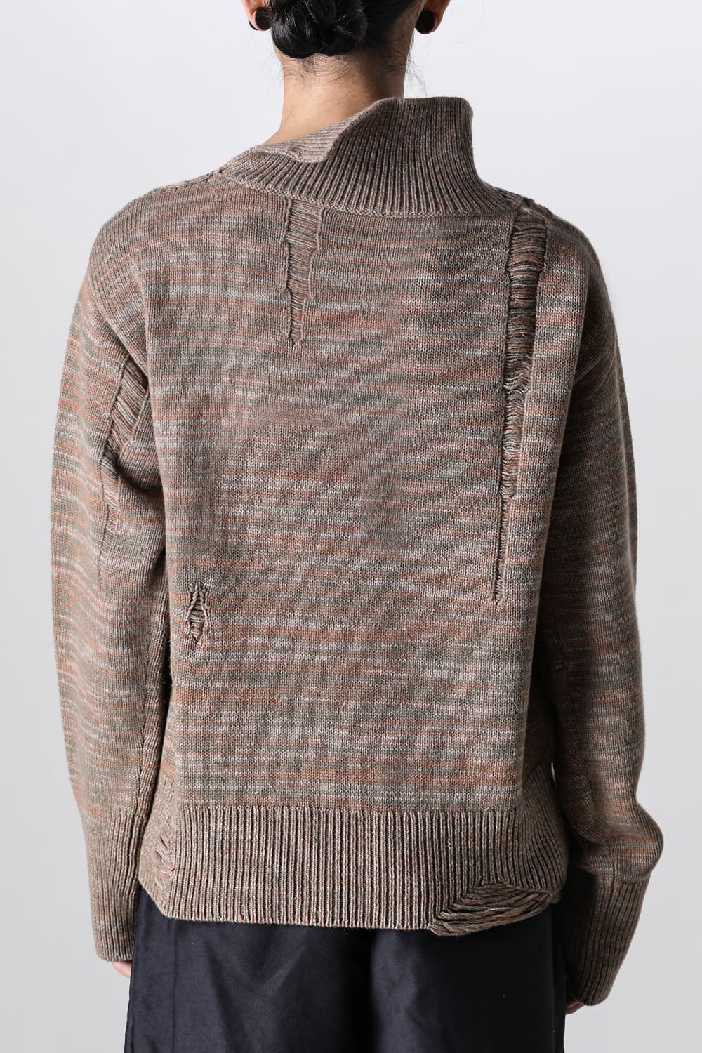 Tech Destroyed Turtle Neck Knit CAVE-BORO Moss