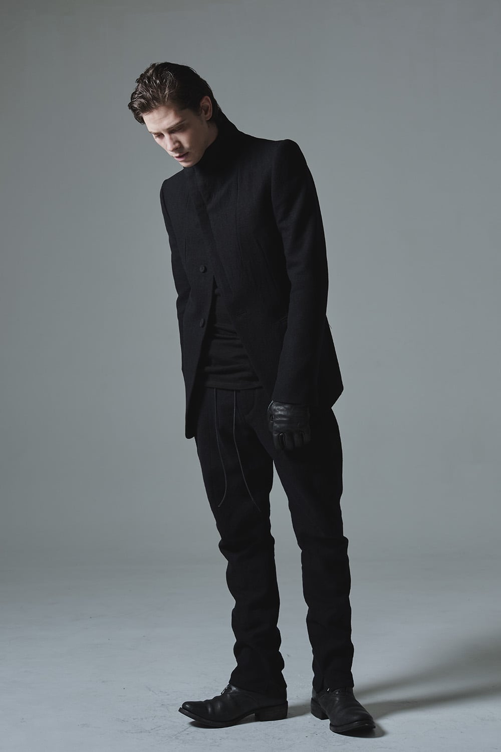 Wool Linen Tuck Tapered Pants Black - ST107-0099A