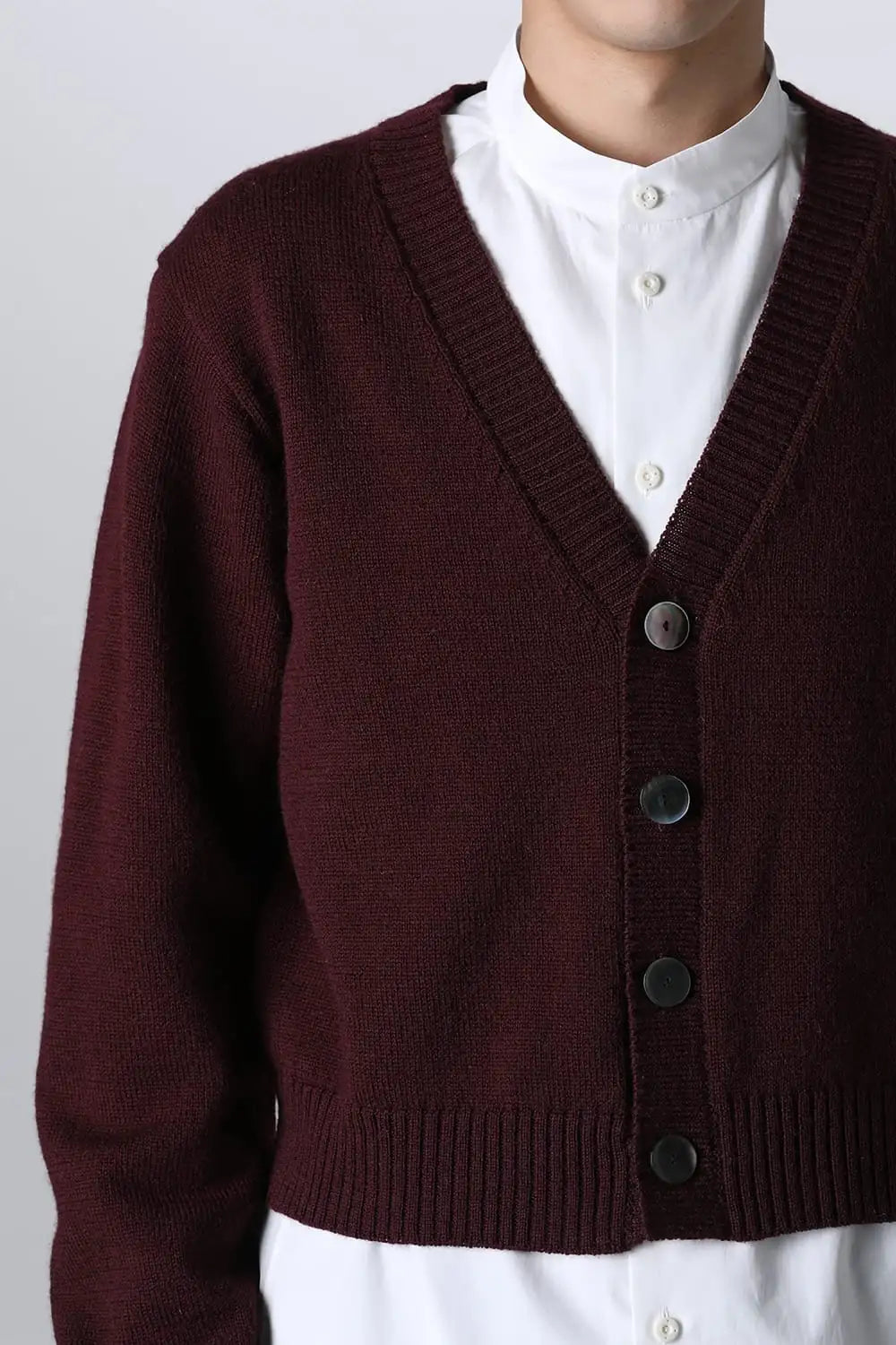 shetland wool cropped cardigan Bordeaux
