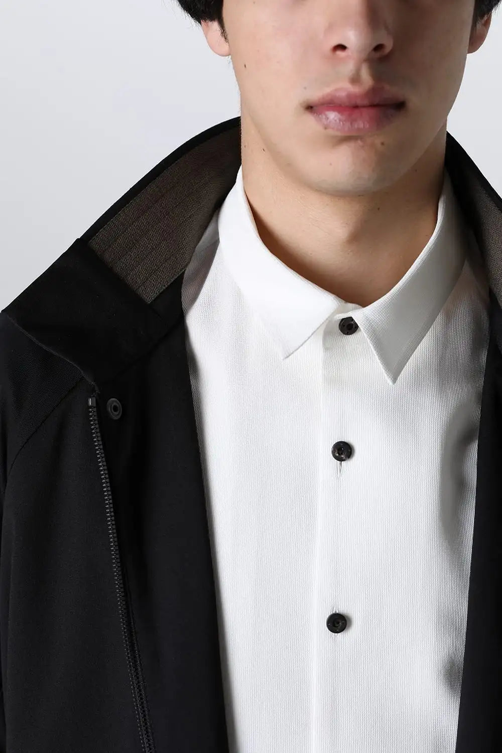 Hight neck coat water repellent polyester