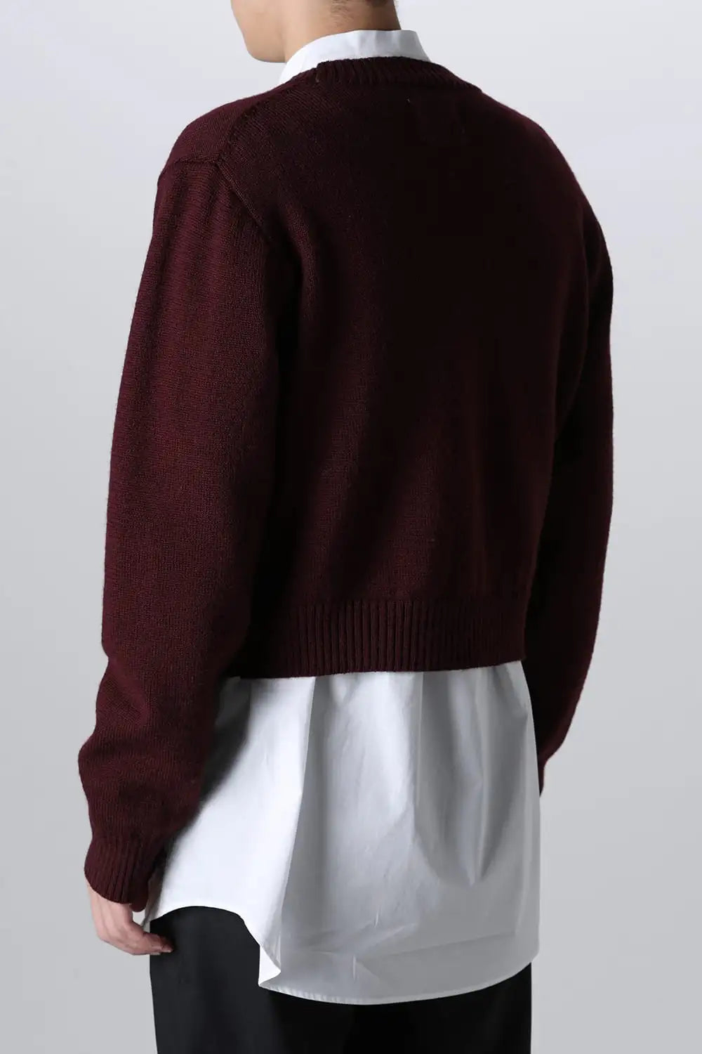 shetland wool cropped cardigan Bordeaux
