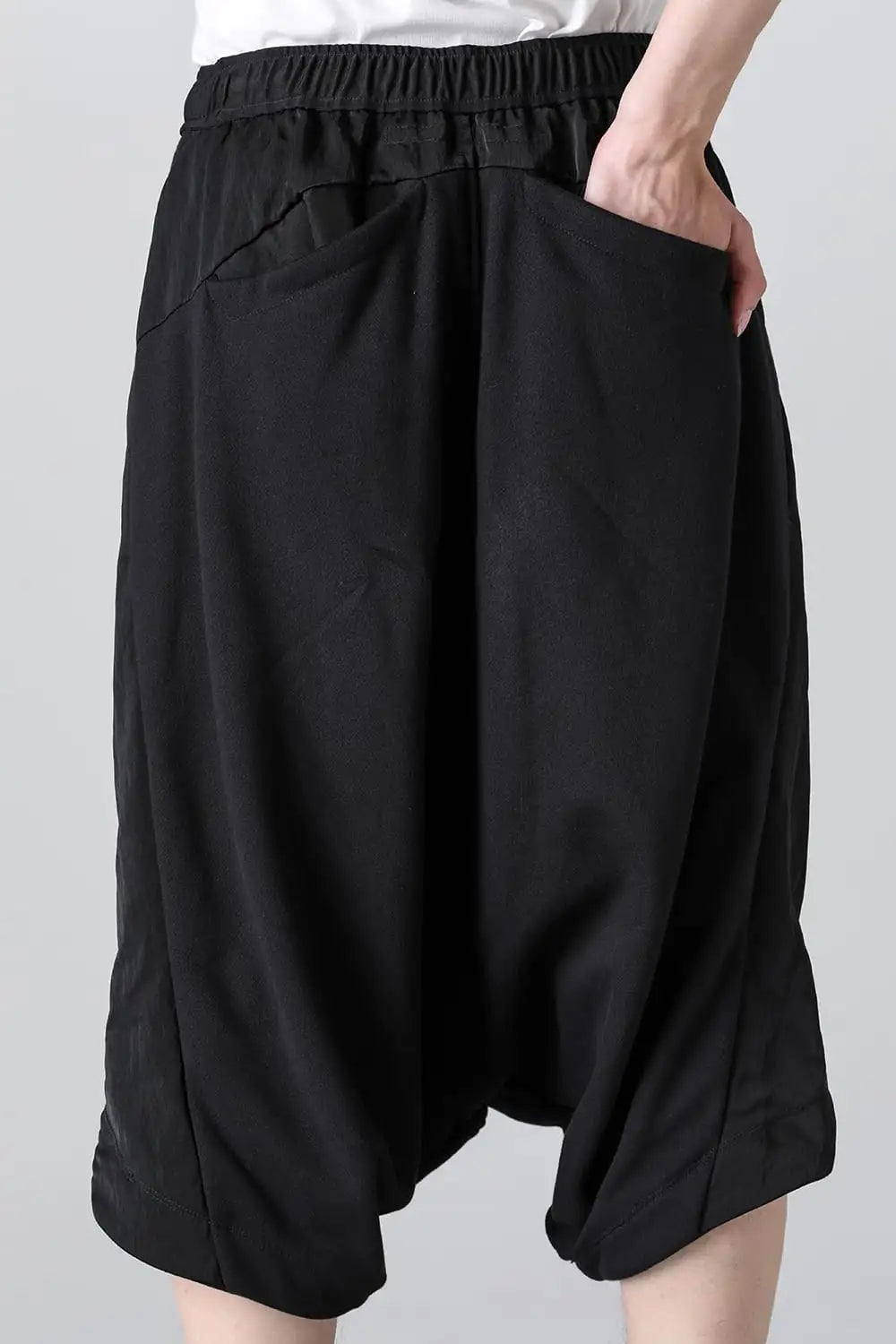 Cotton Sweat Sarouel Short Pants Black