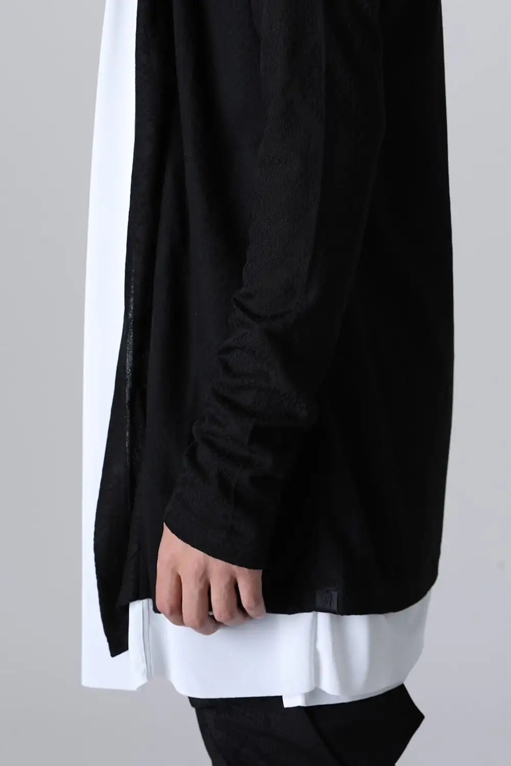 Layered Shawl Cardigan Black＆White