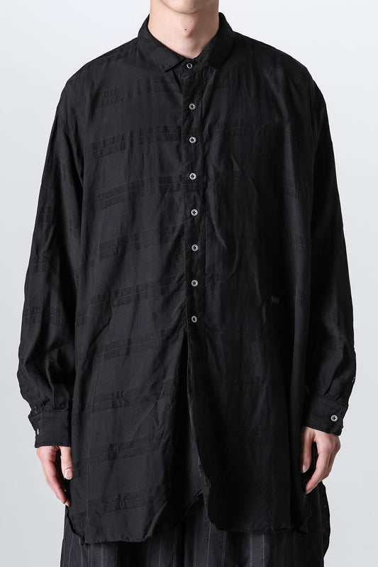 Short collar Roomy Shirts Black Check