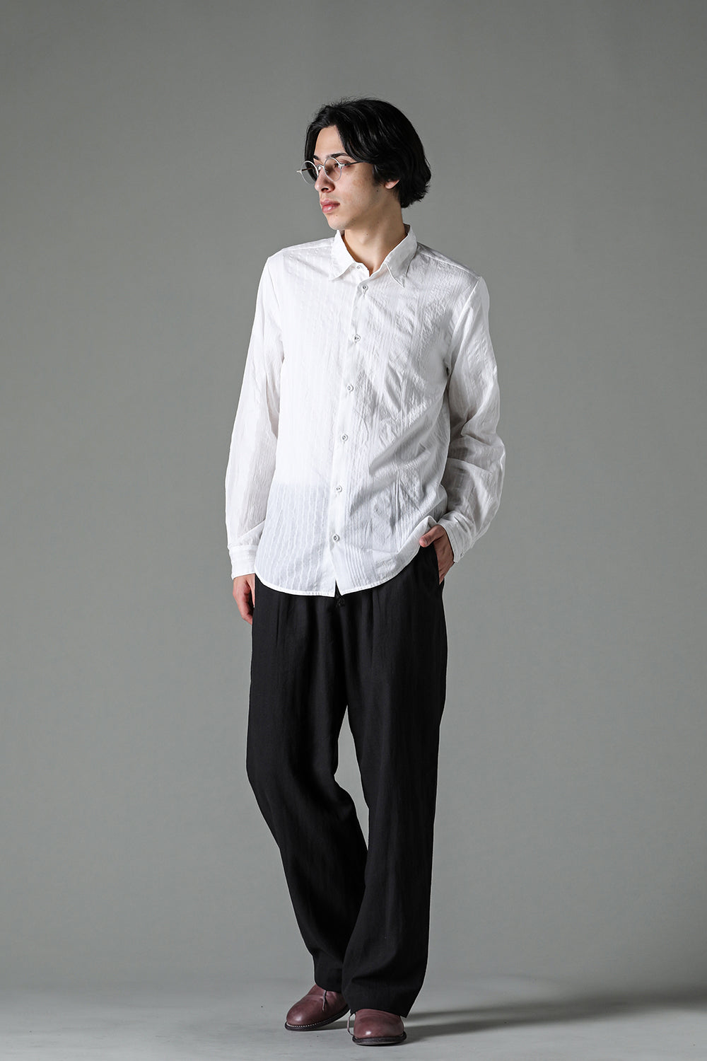 24SS-S1-MSC : Yokeless Shirt Multi Stripe Cotton