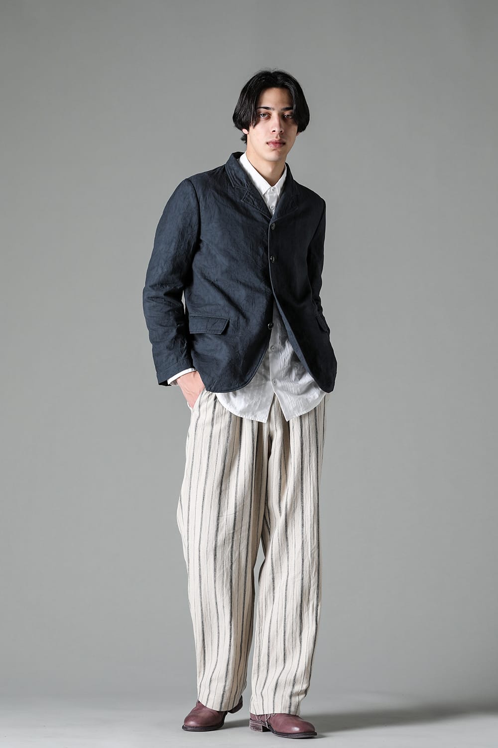 Wide Elastic Pants Stripe