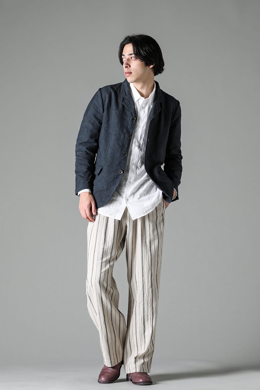 Wide Elastic Pants Stripe