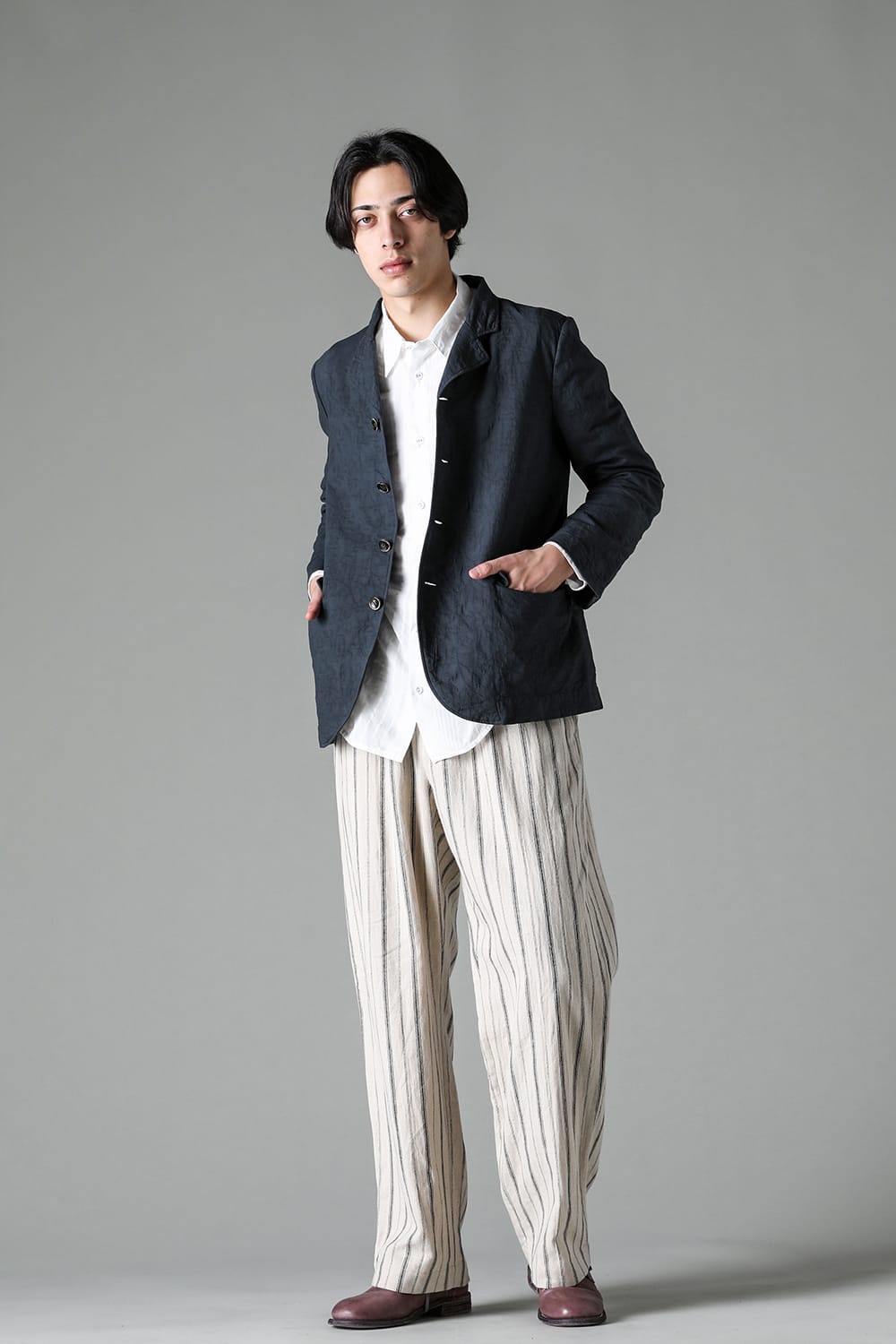 Wide Elastic Pants Stripe