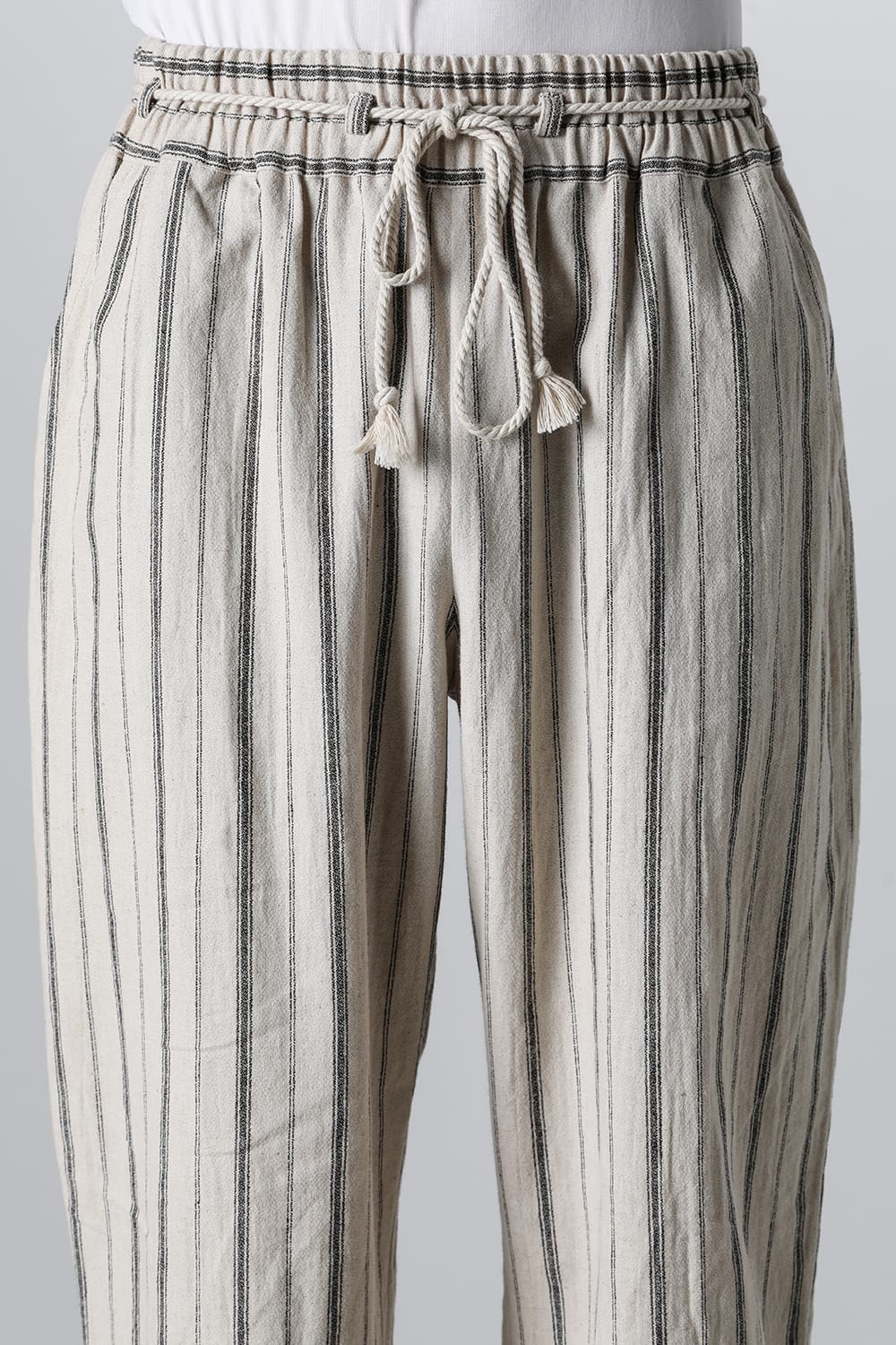 Wide Elastic Pants Stripe