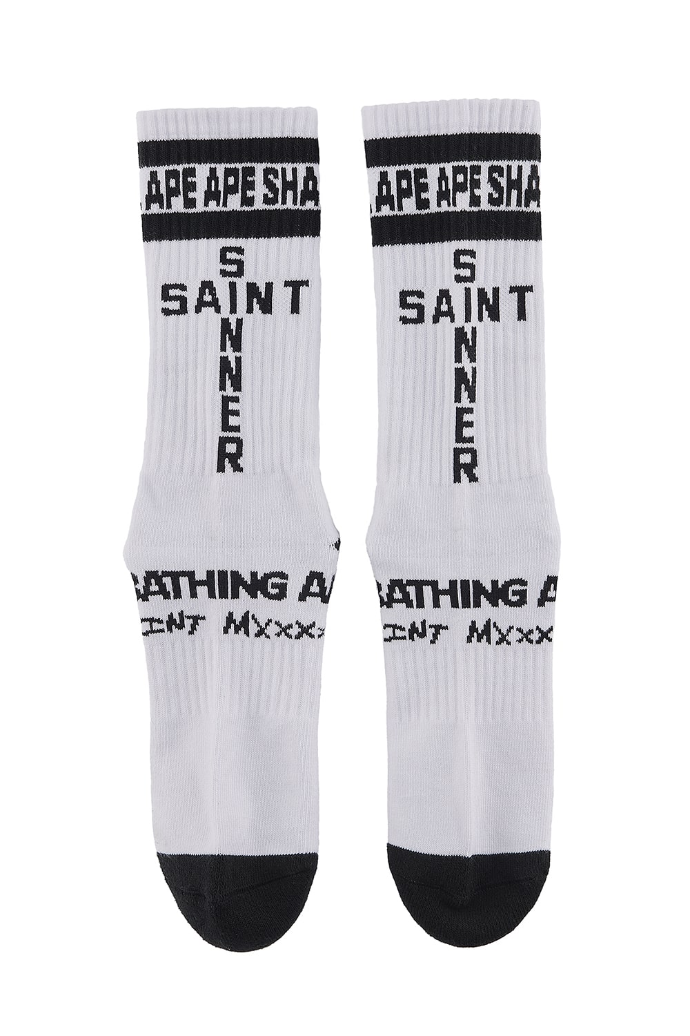 A BATHING APE® × SAINT Mxxxxxx Socks White