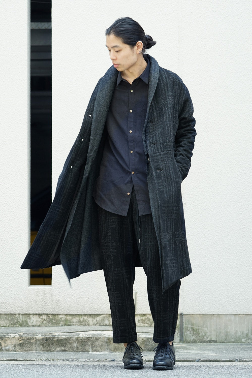 Coat CO28 Grid Pattern Jaquard Wool Beaver Finished