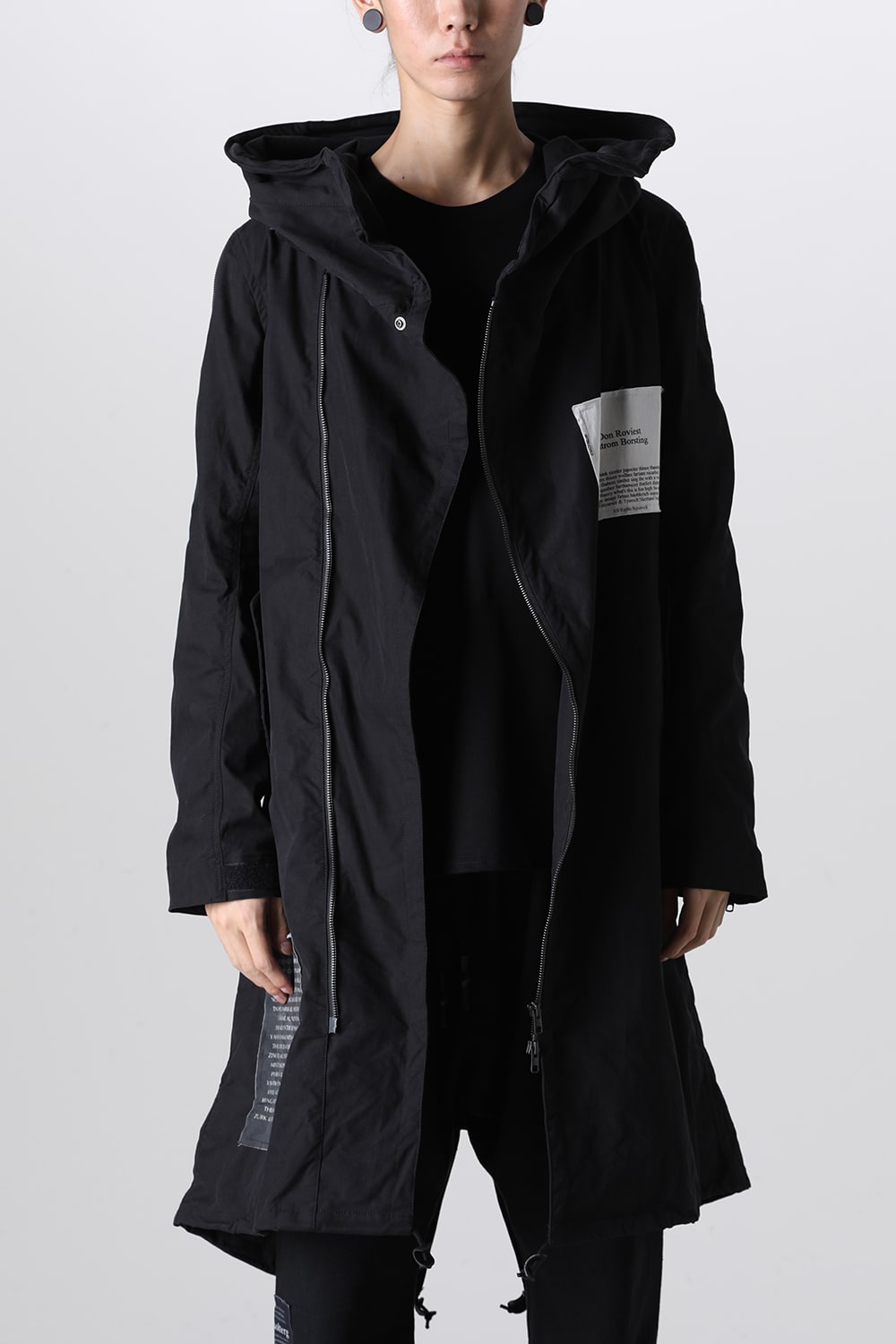 Multi Zip Military Hoodie Coat w/Printed Patches