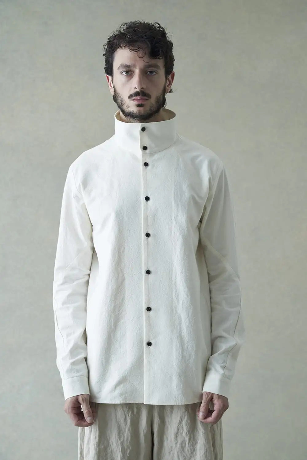 High neck shirt cotton / hemp