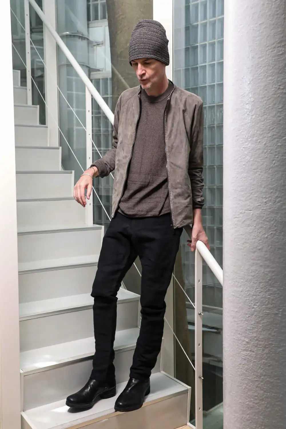 Jacket soft nubuck cow leather Sand Gray