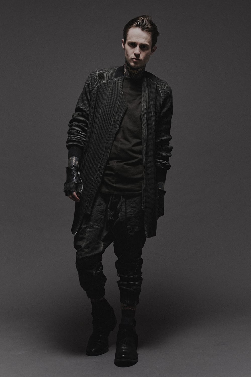 Heavy Waffle Long Bomber Cardigan