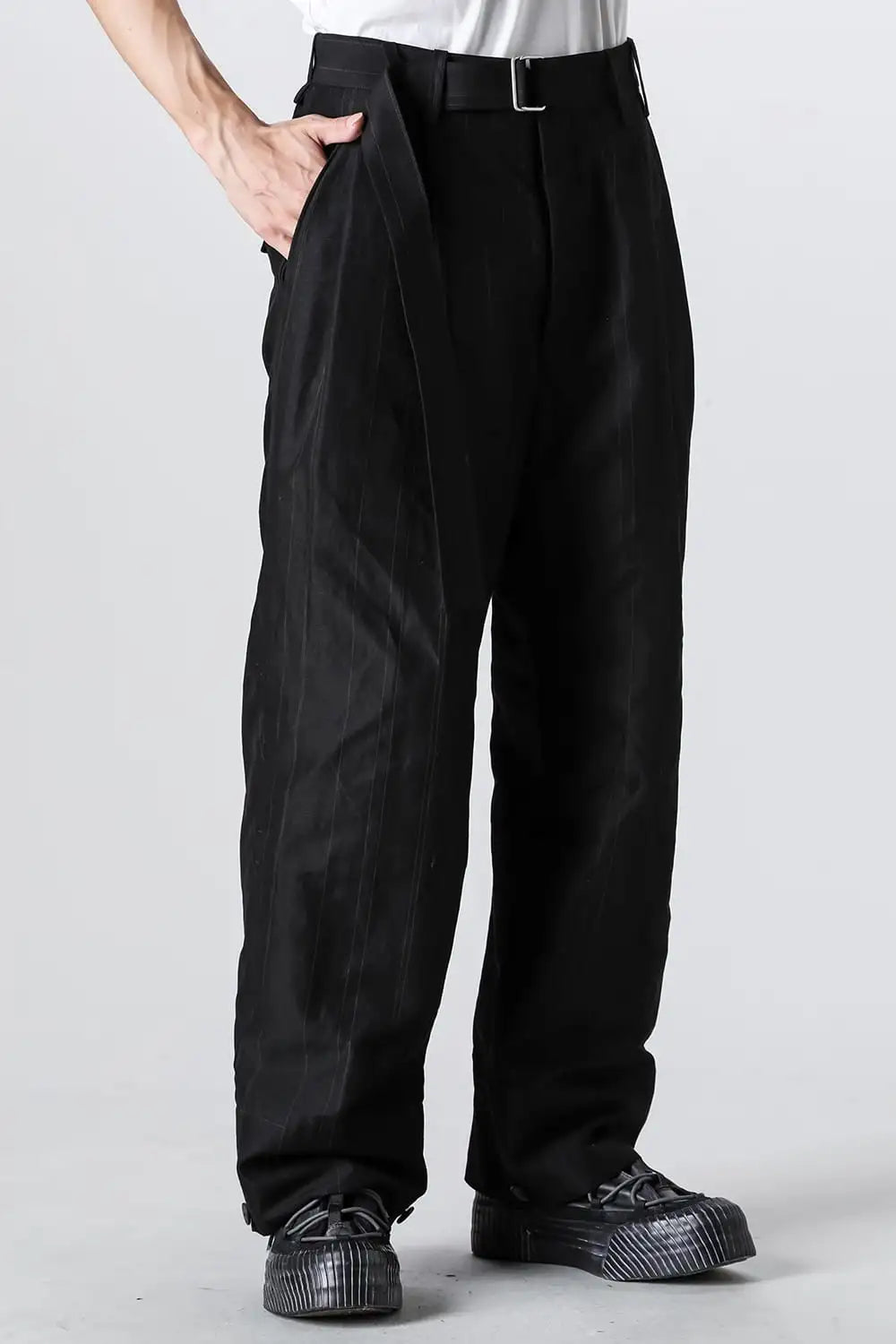 Cuffs baggy pant cotton / linen stripe