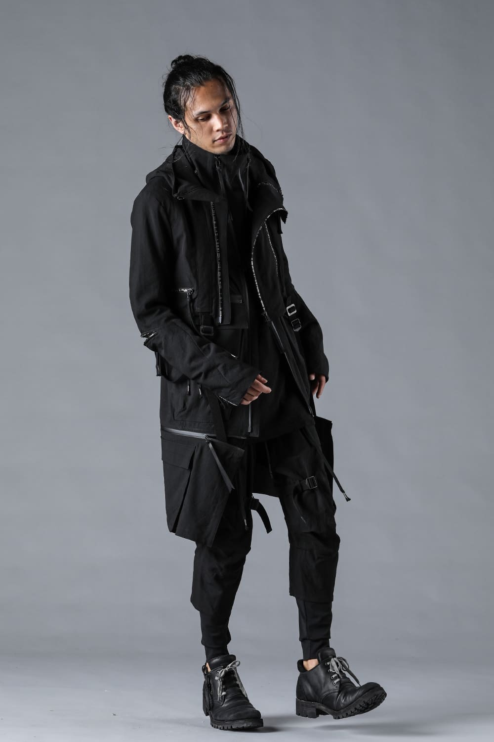 Salt-Shrunk Washed Dobby Border Military Coat