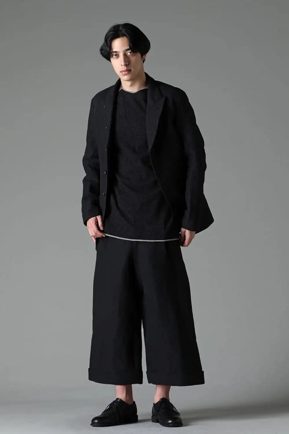 Cropped baggy pants linen / japanese paper